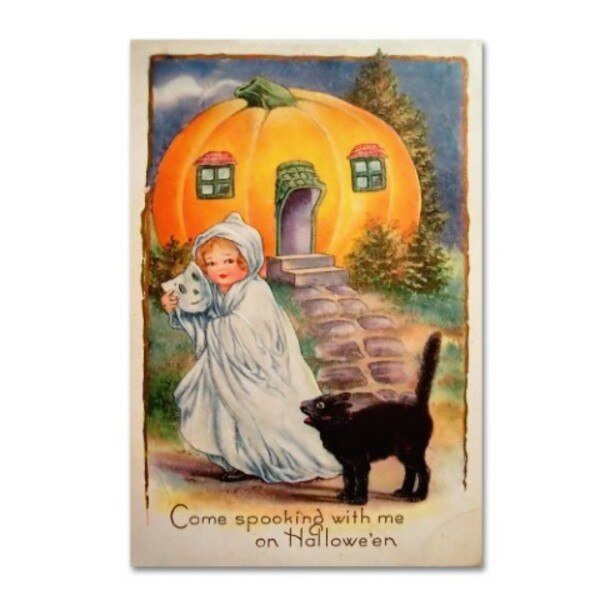 Vintage Apple Collection 'Halloween Come Spooking' Canvas Art, 16x24, Trademark Fine Art, Mfr#: ALI6311-C1624GG